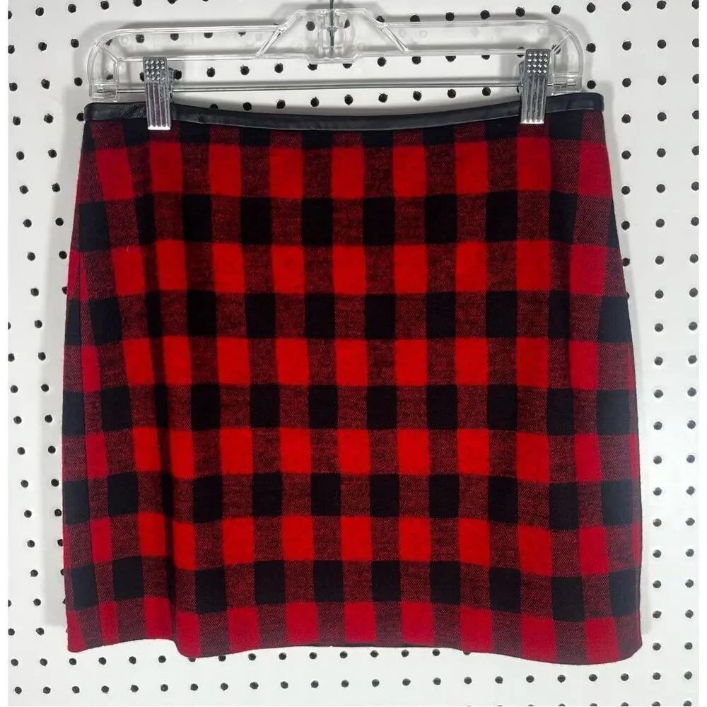 Madewell plaid wool blend skirt size S